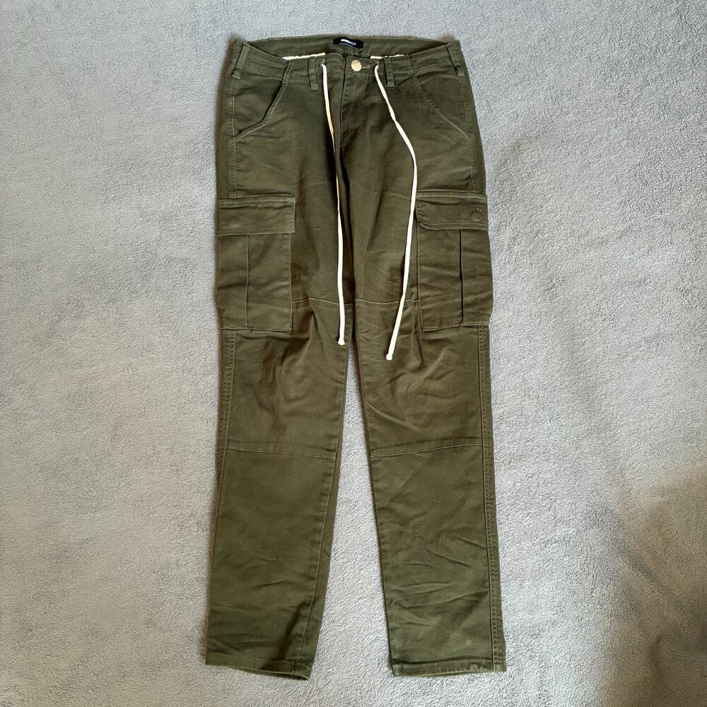 NOVAMEN Olive Green Straight Fit Cut Snap Pocket Utility Cargo Pants Men's Sz 30